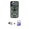 MARSİLYAN™- iPhone 13 Pro Max Kılıf Ahenk Klasik - Siyah Bilvis 5in1 5D Magic Hayalet Cam Ekran Koruyucu + Rainbow Kamera Lens Koruma Cam - KI