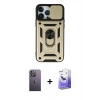 MARSİLYAN™- iPhone 13 Pro Max Kılıf Ahenk Klasik - Siyah Bilvis 5in1 5D Magic Hayalet Cam Ekran Koruyucu + Neon Fosforlu Kamera Lens - BZ
