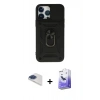 MARSİLYAN™- iPhone 13 Pro Max Kılıf Ahenk Klasik - Siyah Bilvis 5in1 5D Magic Hayalet Cam Ekran Koruyucu + Pers Alüminyum Kamera Lens - LT