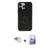 MARSİLYAN™- iPhone 13 Pro Max Kılıf Ahenk Klasik - Siyah Bilvis 5in1 5D Magic Hayalet Cam Ekran Koruyucu + Pers Alüminyum Kamera Lens - SABE