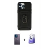 MARSİLYAN™- iPhone 13 Pro Max Kılıf Ahenk Klasik - Siyah Bilvis 5in1 5D Magic Hayalet Cam Ekran Koruyucu + Neon Fosforlu Kamera Lens - MI