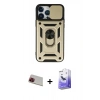 MARSİLYAN™- iPhone 13 Pro Max Kılıf Ahenk Klasik - Siyah Bilvis 5in1 5D Magic Hayalet Cam Ekran Koruyucu + Rainbow Kamera Lens Koruma Cam - KI