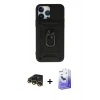 MARSİLYAN™- iPhone 13 Pro Max Kılıf Ahenk Klasik - Siyah Bilvis 5in1 5D Magic Hayalet Cam Ekran Koruyucu + Raze Metal Kamera Lens - GD