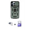 MARSİLYAN™- iPhone 13 Pro Max Kılıf Ahenk Klasik - Siyah Bilvis 5in1 5D Magic Hayalet Cam Ekran Koruyucu + Pers Alüminyum Kamera Lens - LT