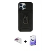 MARSİLYAN™- iPhone 13 Pro Max Kılıf Ahenk Klasik - Siyah Bilvis 5in1 5D Magic Hayalet Cam Ekran Koruyucu + Pers Alüminyum Kamera Lens - GI