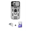MARSİLYAN™- iPhone 13 Pro Max Kılıf Ahenk Klasik - Siyah Bilvis 5in1 5D Magic Hayalet Cam Ekran Koruyucu + Pers Alüminyum Kamera Lens - SABE