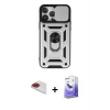 MARSİLYAN™- iPhone 13 Pro Max Kılıf Ahenk Klasik - Siyah Bilvis 5in1 5D Magic Hayalet Cam Ekran Koruyucu + Pers Alüminyum Kamera Lens - KI