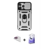 MARSİLYAN™- iPhone 13 Pro Max Kılıf Ahenk Klasik - Siyah Bilvis 5in1 5D Magic Hayalet Cam Ekran Koruyucu + Pers Alüminyum Kamera Lens - GI