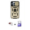 MARSİLYAN™- iPhone 13 Pro Max Kılıf Ahenk Klasik - Siyah Bilvis 5in1 5D Magic Hayalet Cam Ekran Koruyucu + Pers Alüminyum Kamera Lens - KI