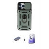 MARSİLYAN™- iPhone 13 Pro Max Kılıf Ahenk Klasik - Siyah Bilvis 5in1 5D Magic Hayalet Cam Ekran Koruyucu + Renkli Kamera Lens Koruma Cam - PE