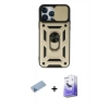 MARSİLYAN™- iPhone 13 Pro Max Kılıf Ahenk Klasik - Siyah Bilvis 5in1 5D Magic Hayalet Cam Ekran Koruyucu + Shine Kamera Lens Koruma Cam - MI