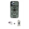 MARSİLYAN™- iPhone 13 Pro Max Kılıf Ahenk Klasik - Siyah Bilvis Hayalet Cam Ekran Koruyucu + Pers Alüminyum Kamera Lens - GI