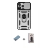MARSİLYAN™- iPhone 13 Pro Max Kılıf Ahenk Klasik - Siyah Bilvis Hayalet Cam Ekran Koruyucu + Shine Kamera Lens Koruma Cam - GI