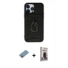 MARSİLYAN™- iPhone 13 Pro Max Kılıf Ahenk Klasik - Siyah Bilvis Hayalet Cam Ekran Koruyucu + Shine Kamera Lens Koruma Cam - GI