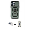 MARSİLYAN™- iPhone 13 Pro Max Kılıf Ahenk Klasik - Siyah Bilvis Hayalet Cam Ekran Koruyucu + Pers Alüminyum Kamera Lens - LT