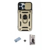MARSİLYAN™- iPhone 13 Pro Max Kılıf Ahenk Klasik - Siyah Bilvis Hayalet Cam Ekran Koruyucu + Mavi Shine Kamera Lens Koruma Cam