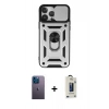 MARSİLYAN™- iPhone 13 Pro Max Kılıf Ahenk Klasik - Siyah Bilvis Hayalet Cam Ekran Koruyucu + Neon Fosforlu Kamera Lens - MI