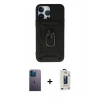MARSİLYAN™- iPhone 13 Pro Max Kılıf Ahenk Klasik - Siyah Bilvis Hayalet Cam Ekran Koruyucu + Neon Fosforlu Kamera Lens - MI