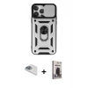 MARSİLYAN™- iPhone 13 Pro Max Kılıf Ahenk Klasik - Siyah Bilvis Hayalet Cam Ekran Koruyucu + Pers Alüminyum Kamera Lens - SABE