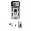 MARSİLYAN™- iPhone 13 Pro Max Kılıf Ahenk Klasik - Siyah Bilvis Hayalet Cam Ekran Koruyucu + Pers Alüminyum Kamera Lens - KI