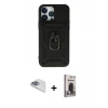 MARSİLYAN™- iPhone 13 Pro Max Kılıf Ahenk Klasik - Siyah Bilvis Hayalet Cam Ekran Koruyucu + Pers Alüminyum Kamera Lens - SABE