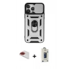 MARSİLYAN™- iPhone 13 Pro Max Kılıf Ahenk Klasik - Siyah Bilvis Hayalet Cam Ekran Koruyucu + Pers Alüminyum Kamera Lens - KI