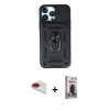MARSİLYAN™- iPhone 13 Pro Max Kılıf Ahenk Klasik - Siyah Bilvis Hayalet Cam Ekran Koruyucu + Pers Alüminyum Kamera Lens - KI