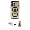 MARSİLYAN™- iPhone 13 Pro Max Kılıf Ahenk Klasik - Siyah Bilvis Hayalet Cam Ekran Koruyucu + Pers Alüminyum Kamera Lens - SABE