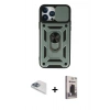 MARSİLYAN™- iPhone 13 Pro Max Kılıf Ahenk Klasik - Siyah Bilvis Hayalet Cam Ekran Koruyucu + Pers Alüminyum Kamera Lens - SABE
