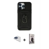 MARSİLYAN™- iPhone 13 Pro Max Kılıf Ahenk Klasik - Siyah Bilvis Hayalet Cam Ekran Koruyucu + Pers Alüminyum Kamera Lens - LT