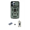 MARSİLYAN™- iPhone 13 Pro Max Kılıf Ahenk Klasik - Siyah Bilvis Hayalet Cam Ekran Koruyucu + Renkli Kamera Lens Koruma Cam - YL