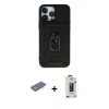 MARSİLYAN™- iPhone 13 Pro Max Kılıf Ahenk Klasik - Siyah Bilvis Hayalet Cam Ekran Koruyucu + Renkli Kamera Lens Koruma Cam - YL