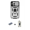 MARSİLYAN™- iPhone 13 Pro Max Kılıf Ahenk Klasik - Siyah Bilvis Hayalet Cam Ekran Koruyucu + Renkli Kamera Lens Koruma Cam - YL