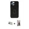 MARSİLYAN™- iPhone 13 Pro Max Kılıf Ahenk Klasik - Siyah Bilvis Hayalet Cam Ekran Koruyucu + Rainbow Kamera Lens Koruma Cam - REGD