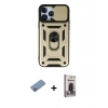 MARSİLYAN™- iPhone 13 Pro Max Kılıf Ahenk Klasik - Siyah Bilvis Hayalet Cam Ekran Koruyucu + Shine Kamera Lens Koruma Cam - PE