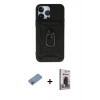 MARSİLYAN™- iPhone 13 Pro Max Kılıf Ahenk Klasik - Siyah Bilvis Hayalet Cam Ekran Koruyucu + Shine Kamera Lens Koruma Cam - PE