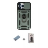MARSİLYAN™- iPhone 13 Pro Max Kılıf Ahenk Klasik - Siyah Bilvis Hayalet Cam Ekran Koruyucu + Shine Kamera Lens Koruma Cam - PE
