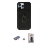 MARSİLYAN™- iPhone 13 Pro Max Kılıf Ahenk Klasik - Siyah Bilvis Hayalet Cam Ekran Koruyucu + Renkli Kamera Lens Koruma Cam - TU