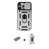 MARSİLYAN™- iPhone 13 Pro Max Kılıf Ahenk Klasik - Siyah Bilvis Hayalet Cam Ekran Koruyucu + Renkli Kamera Lens Koruma Cam - TU