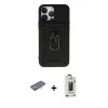 MARSİLYAN™- iPhone 13 Pro Max Kılıf Ahenk Klasik - Siyah Bilvis Hayalet Cam Ekran Koruyucu + Renkli Kamera Lens Koruma Cam - TU