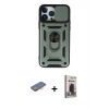 MARSİLYAN™- iPhone 13 Pro Max Kılıf Ahenk Klasik - Siyah Bilvis Hayalet Cam Ekran Koruyucu + Renkli Kamera Lens Koruma Cam - TU