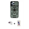 MARSİLYAN™- iPhone 13 Pro Max Kılıf Ahenk Klasik - Siyah Joko 5D Cam + Gökkuşağı Pers Alüminyum Kamera Lens