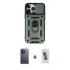 MARSİLYAN™- iPhone 13 Pro Max Kılıf Ahenk Klasik - Siyah Joko 5D Cam + Neon Fosforlu Kamera Lens - MI
