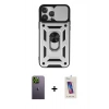MARSİLYAN™- iPhone 13 Pro Max Kılıf Ahenk Klasik - Siyah Joko 5D Cam + Neon Fosforlu Kamera Lens - YL