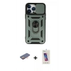 MARSİLYAN™- iPhone 13 Pro Max Kılıf Ahenk Klasik - Siyah Joko 5D Cam + Renkli Kamera Lens Koruma Cam - TU