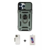 MARSİLYAN™- iPhone 13 Pro Max Kılıf Ahenk Klasik - Siyah Joko 5D Cam + Shine Kamera Lens - GD