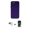 MARSİLYAN™- iPhone 13 Pro Max Kılıf Ahenk Serisi - Şeffaf 360 Full Body Arka Koruyucu + Pers Alüminyum Kamera Lens - LT