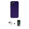 MARSİLYAN™- iPhone 13 Pro Max Kılıf Ahenk Serisi - Şeffaf 360 Full Body Arka Koruyucu + Pers Alüminyum Kamera Lens - GD