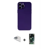 MARSİLYAN™- iPhone 13 Pro Max Kılıf Ahenk Serisi - Şeffaf 360 Full Body Arka Koruyucu + Pers Alüminyum Kamera Lens - SABE