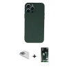 MARSİLYAN™- iPhone 13 Pro Max Kılıf Ahenk Serisi - Şeffaf 360 Full Body Arka Koruyucu + Pers Alüminyum Kamera Lens - SABE